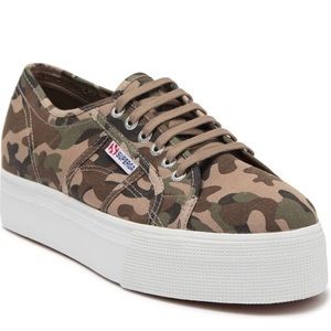 Superga 2790 Cot Camo print Fan Platform Sneaker camouflage Green